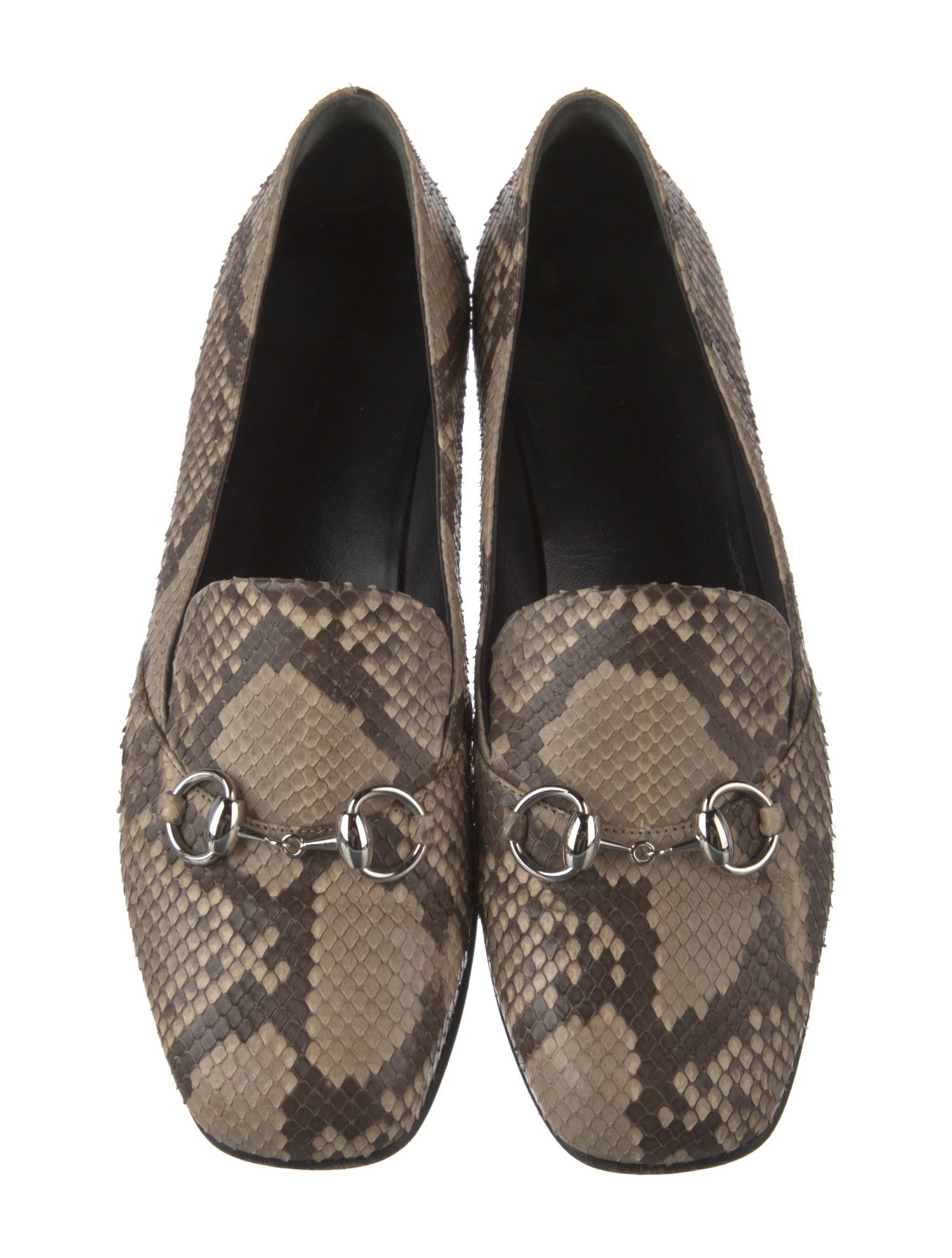 Gucci Horsebit Accent Snakeskin Loafers
